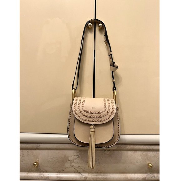 EUC CHLOE SMALL HUDSON PEARL BEIGE SHOULDER BAG TASSEL SMOOTH CALFSKIN PURSE Exc - Picture 5 of 16